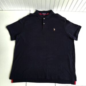 US POLO ASSN Mens Luxury Feel Black Red Polo Short Sleeve Cotton Sz 3XL XXL